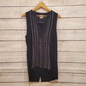 Deletta Black with Silver Stripes Tunic Top, Size L